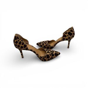 J.Crew Leopard Calf Hair D’Orsay Pumps Pointed Toe Office Siren Heels Sz 9